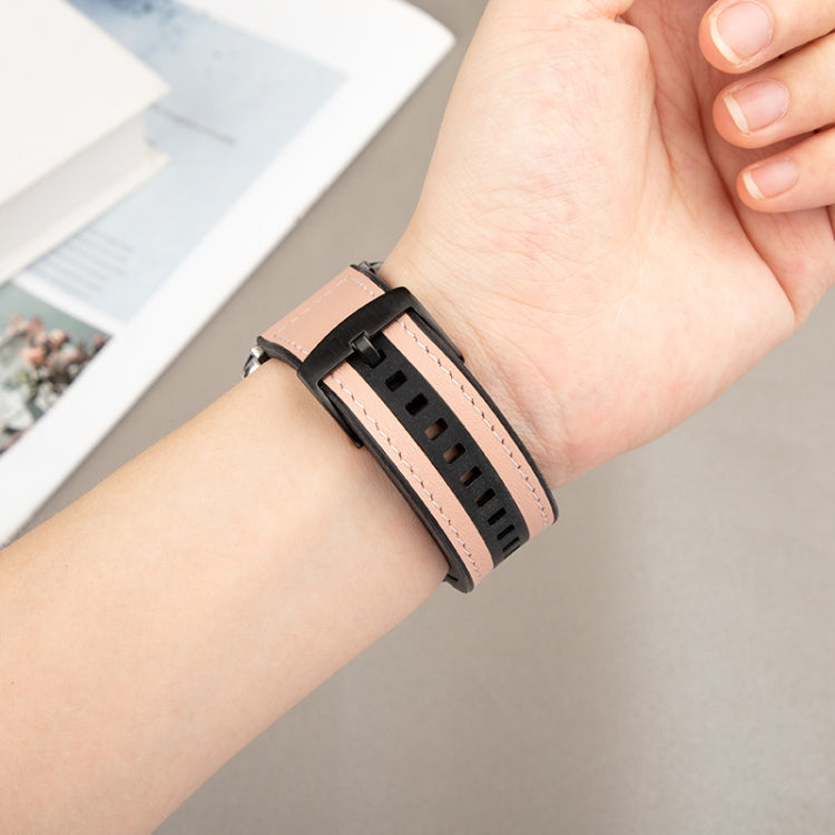 For Apple Watch Series 5 40mm Hybrid Leather Silicone Watch Band(Black) by bashfashion