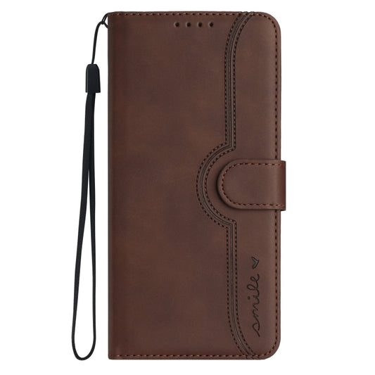 For iPhone 16e Heart Pattern Skin Feel Leather Phone Case(Brown) by bashfashion