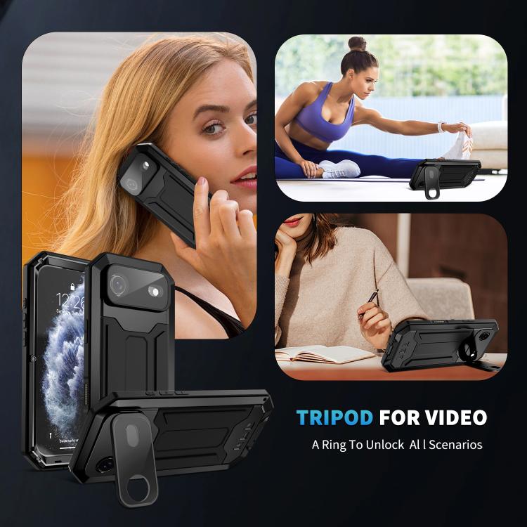 For iPhone Air R-JUST Sliding Camera IP54 Life Waterproof Holder Phone Case(Black) by R-JUST