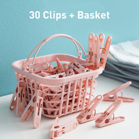 Multifunctional Clothespin Household Plastic Basket Sock Clip 30 / Box Random Color by bashfashion