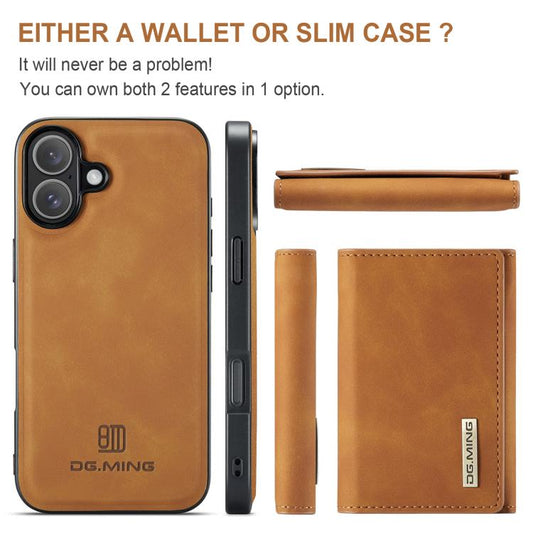 For iPhone 17 DG.MING M1 Series 3-Fold Multi Card Wallet Leather Phone Case(Brown) by DG.MING