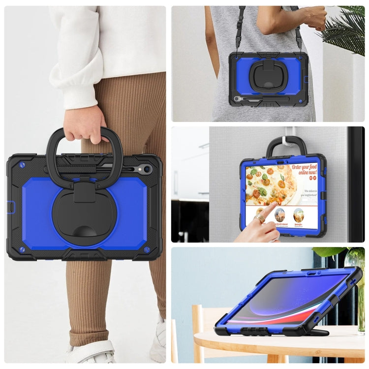 For Samsung Galaxy Tab S9 D Type Silicone Hybrid PC Tablet Case with Handle Holder(Blue PC) by bashfashion