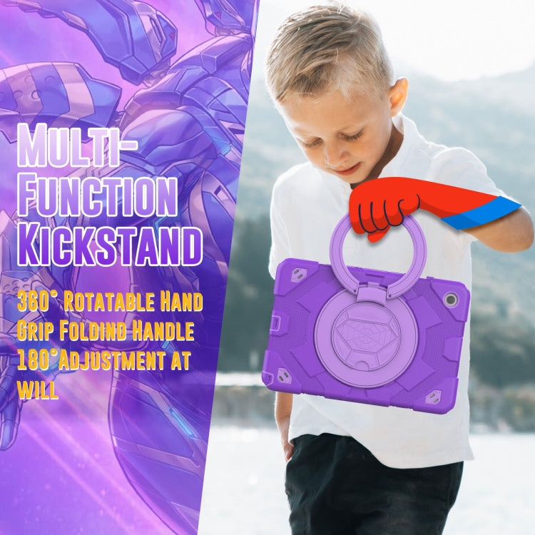 For Samsung Galaxy Tab A11+ / A9+ Spider Rotation Handle Silicone Hybrid PC Tablet Case(Purple) by bashfashion