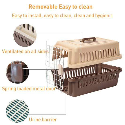 Pet Aviation Box Portable Travel Cat Cage Small Dog Air Transport Box 48x32x30cm(Orange) by bashfashion