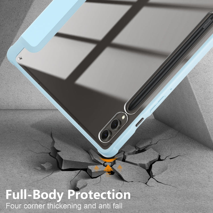 For Samsung Galaxy Tab S9+ Acrylic 3-folding Smart Leather Tablet Case(Sky Blue) by bashfashion