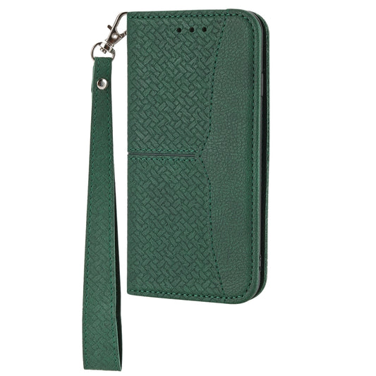 For iPhone 16e Woven Texture Stitching Magnetic Leather Phone Case(Green) by bashfashion