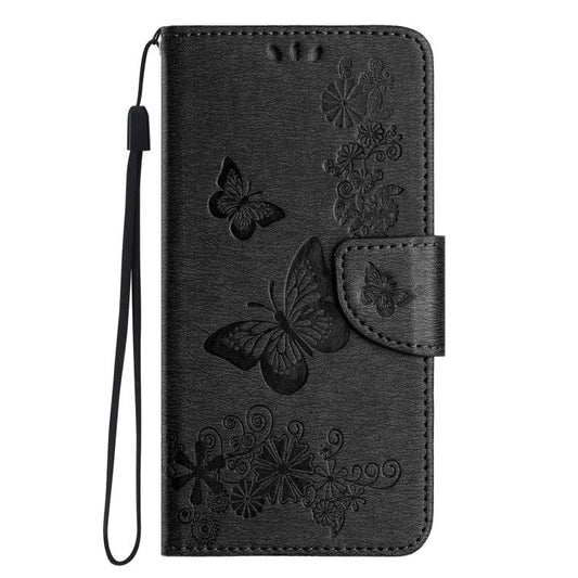 For iPhone 16e Butterfly Embossed Flip Leather Phone Case(Black) by bashfashion
