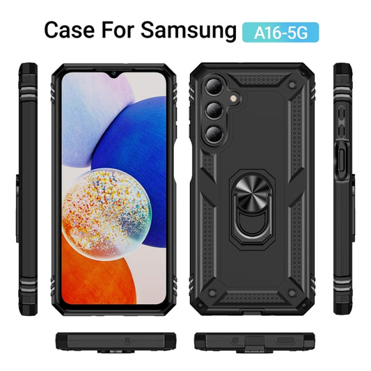 For Samsung Galaxy A16 5G Shockproof TPU + PC Phone Case with Holder(Black) by bashfashion