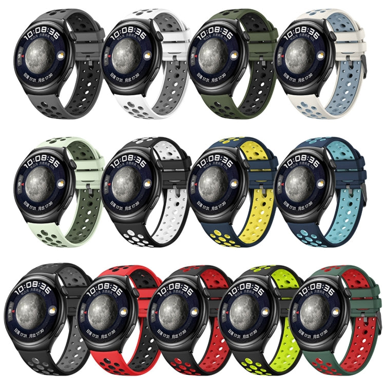 For Huawei Watch 4 Two Color Round Hole Silicone Watch Band(Mint Green) by bashfashion