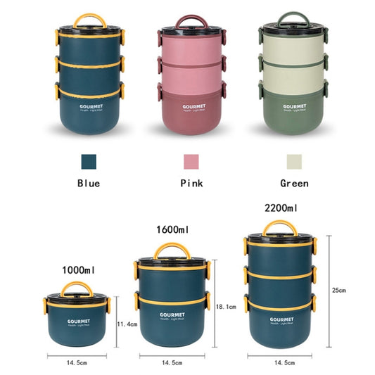 Tri-Layer 2200ml 304 Stainless Steel Insulated Bowl Student Plastic Shell Lunch Box(Red) by bashfashion