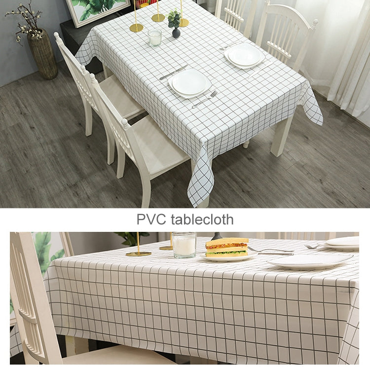 137x180cm Home Tablecloth No-wash PVC Coffee Table Cloth(White Plaid) by bashfashion
