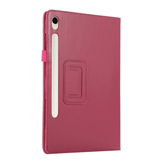 For Samsung Galaxy Tab S9 Litchi Texture Leather Tablet Case with Holder(Rose Red) by bashfashion