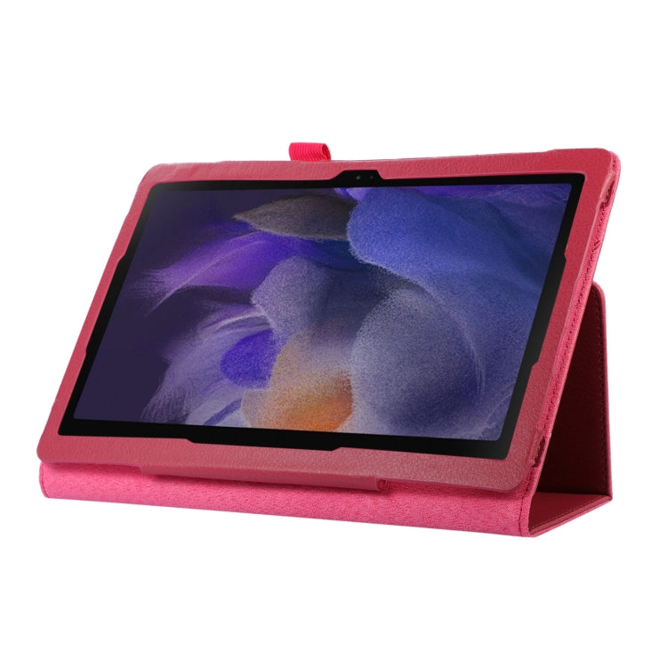 For Samsung Galaxy Tab A9 Litchi Texture Leather Tablet Case with Holder(Rose Red) by bashfashion