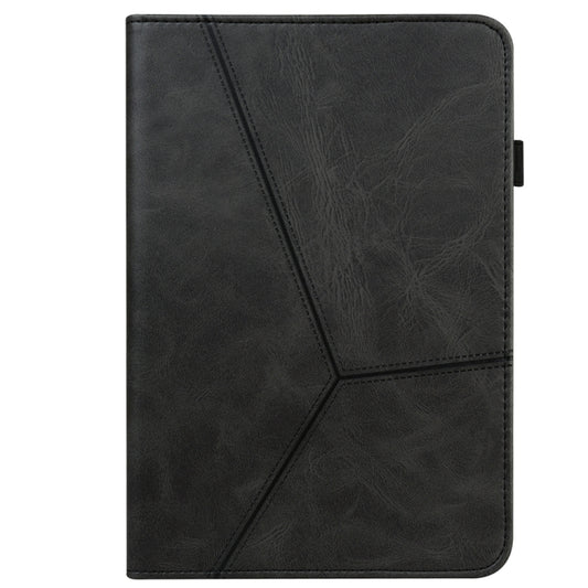 For Samsung Galaxy Tab S9+ / S9 FE+ Solid Color Stripe Embossed Leather Tablet Case(Black) by bashfashion