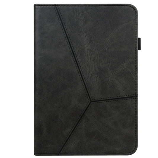 For Samsung Galaxy Tab S7 / S8 Solid Color Stripe Embossed Leather Tablet Case(Black) by bashfashion