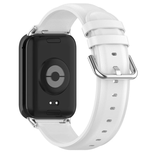 For Xiaomi Smart Band 9 Pro / 8 Pro Round Tail Genuine Leather Watch Band(White) by bashfashion