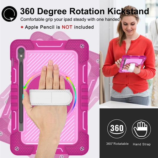 For Samsung Galaxy Tab S9 360 Degree Rotation PC Contrast Silicone Tablet Case(Rose Red + Pink) by bashfashion