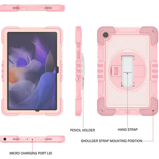 For Samsung Galaxy Tab A9+/A11+ 360 Degree Rotation PC Contrast Silicone Tablet Case(Rose Gold) by bashfashion