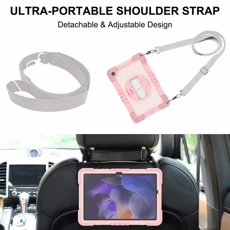 For Samsung Galaxy Tab A9+/A11+ 360 Degree Rotation PC Contrast Silicone Tablet Case(Rose Gold) by bashfashion