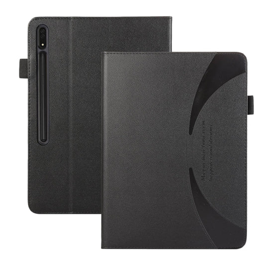 For Samsung Galaxy Tab S9 Ultra / S8 Ultra Litchi Texture Leather Sucker Tablet Case(Black) by bashfashion