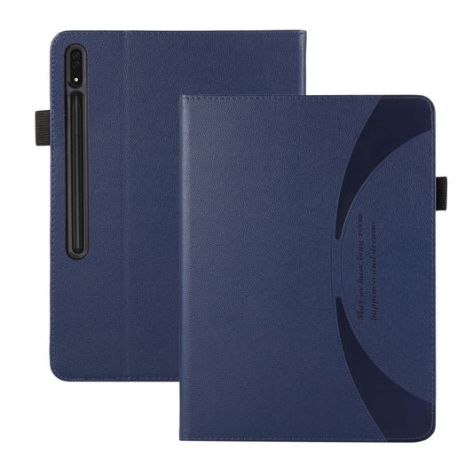 For Samsung Galaxy Tab S9 Ultra / S8 Ultra Litchi Texture Leather Sucker Tablet Case(Dark Blue) by bashfashion