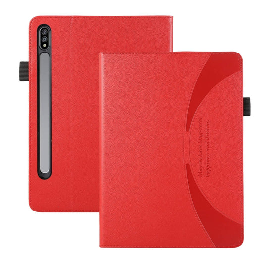 For Samsung Galaxy Tab S9 / S8 / S7 Litchi Texture Leather Sucker Tablet Case(Red) by bashfashion