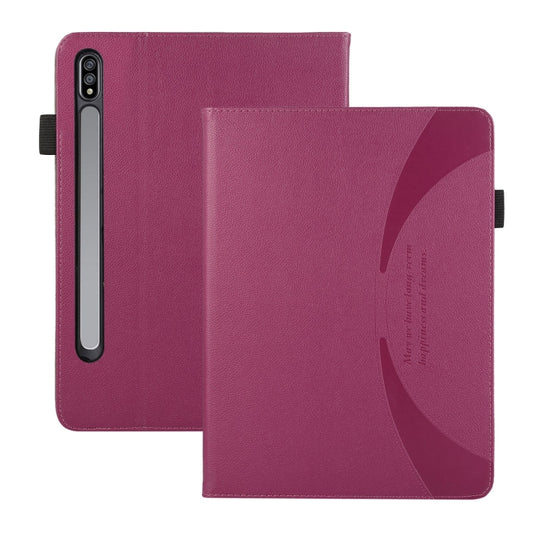 For Samsung Galaxy Tab S9 / S8 / S7 Litchi Texture Leather Sucker Tablet Case(Purple) by bashfashion