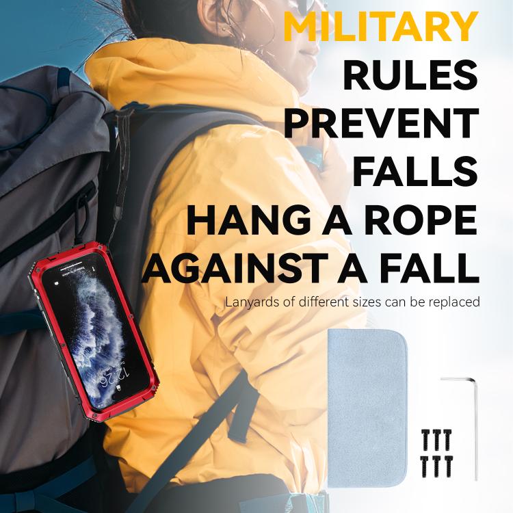 For iPhone Air R-JUST Metal + Silicone + Tempered Glass Life Waterproof Phone Case with Holder(Red) by R-JUST