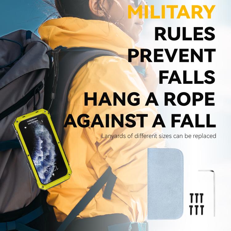 For iPhone Air R-JUST Metal + Silicone + Tempered Glass Life Waterproof Phone Case with Holder(Yellow) by R-JUST