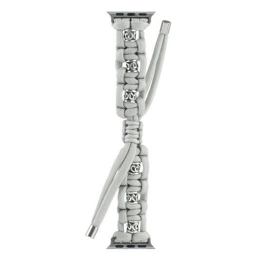 For Apple Watch Series 5 40mm Silk Silver Beads Braided Watch Band(Grey) by bashfashion
