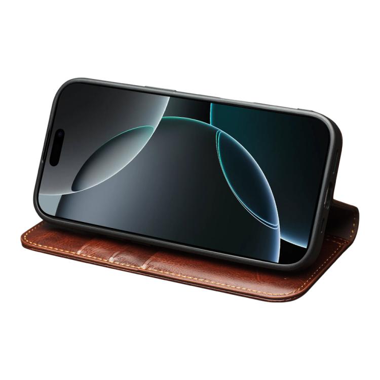 For iPhone 17 Pro Max QIALINO Classic Genuine Leather Phone Case(Brown) by QIALINO