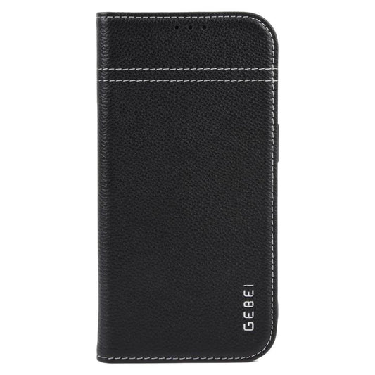 For iPhone 17 GEBEI Top-grain Horizontal Flip Leather Phone Case(Black) by GEBEI