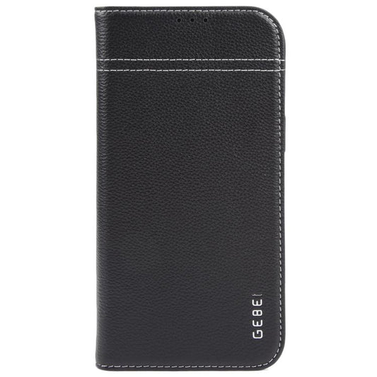For iPhone 17 Pro GEBEI Top-grain Horizontal Flip Leather Phone Case(Black) by GEBEI