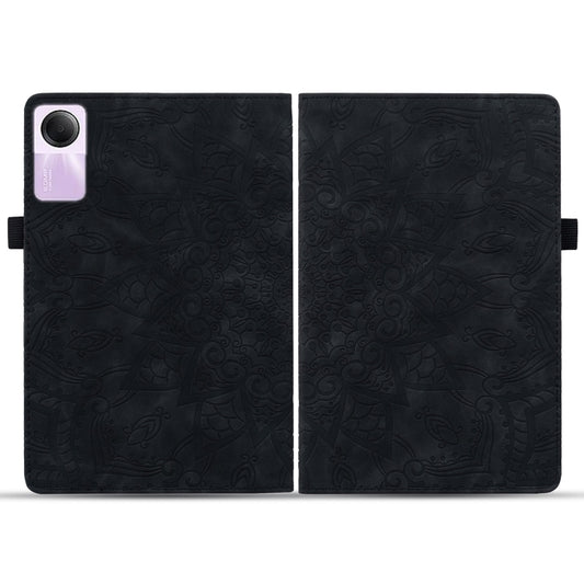 For Xiaomi Redmi Pad SE Calf Texture Embossed Leather Tablet Case(Black) by bashfashion