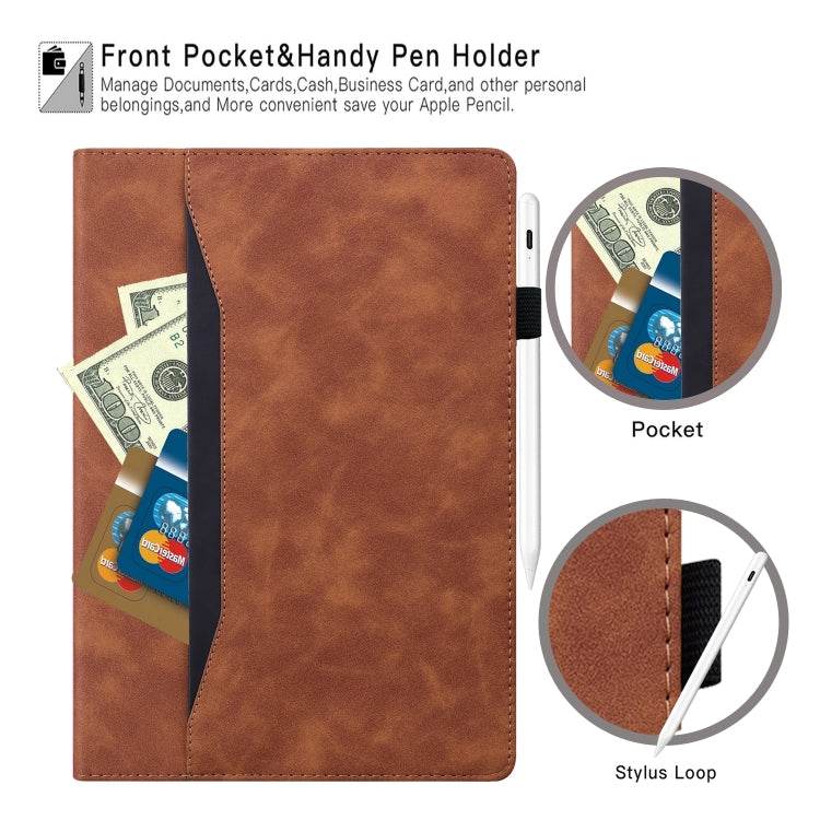 For Samsung Galaxy Tab A9 / A11 Splicing Shockproof Leather Tablet Case(Brown) by bashfashion