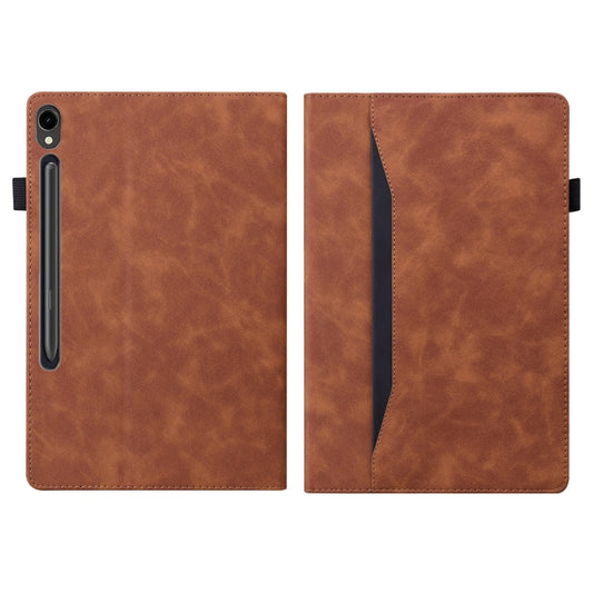 For Samsung Galaxy Tab S9 FE+ Splicing Shockproof Leather Tablet Case(Brown) by bashfashion