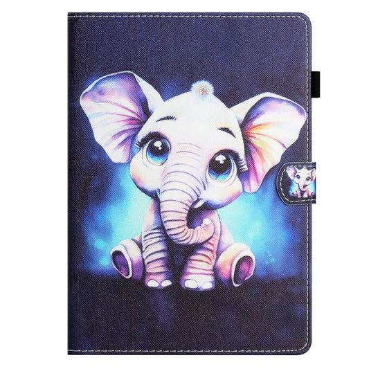 For Samsung Galaxy Tab A11 / A9 Coloured Drawing Stitching Smart PU Tablet Case with Sleep / Wake-up Function(Elephant) by bashfashion