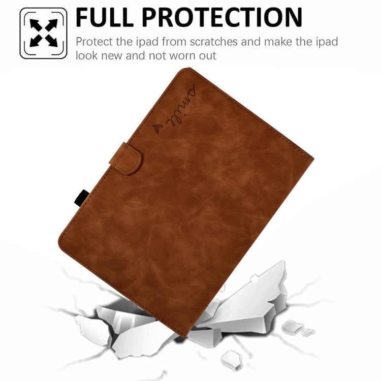 For Samsung Galaxy Tab A11+ / A9+ Embossed Smile Flip Smart Leather Tablet Case(Brown) by bashfashion