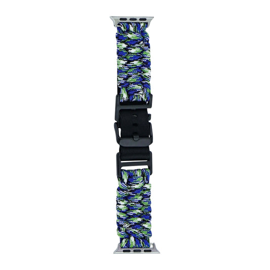 For Apple Watch Series 5 40mm Paracord Plain Braided Webbing Buckle Watch Band(Blue Green) by bashfashion