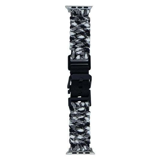 For Apple Watch Series 4 44mm Paracord Plain Braided Webbing Buckle Watch Band(Black White) by bashfashion