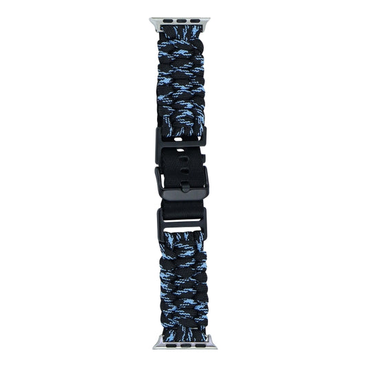 For Apple Watch Series 2 38mm Paracord Plain Braided Webbing Buckle Watch Band(Black Blue) by bashfashion