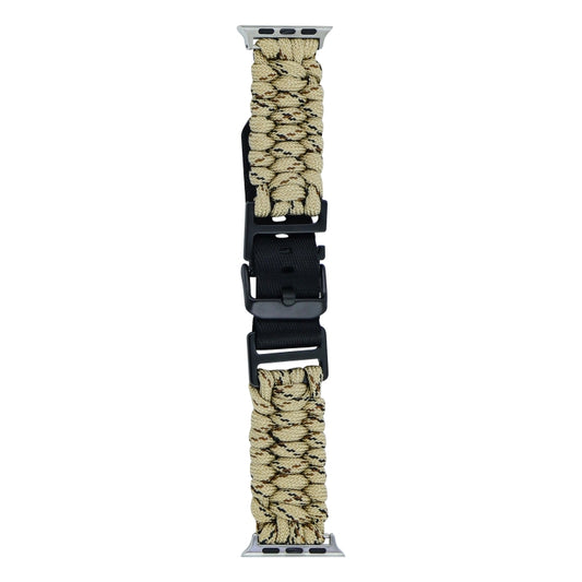 For Apple Watch 42mm Paracord Plain Braided Webbing Buckle Watch Band(Khaki Camouflage) by bashfashion