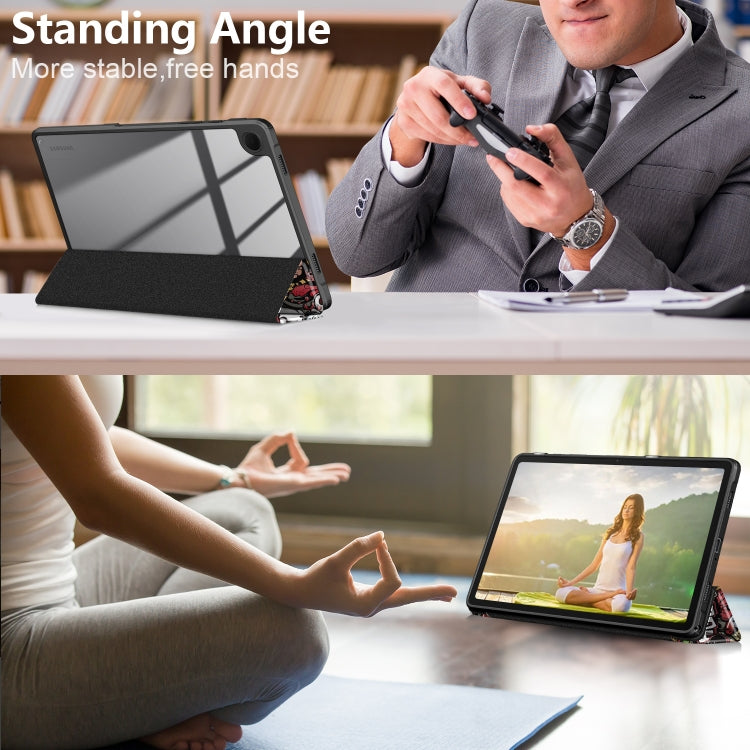 For Samsung Galaxy Tab A9+ / Tab A11+ Acrylic 3-folding Painted Smart Leather Tablet Case(Graffiti) by bashfashion