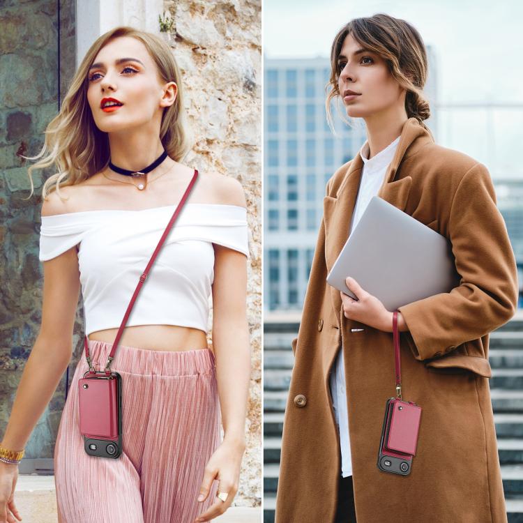 For iPhone Air JEEHOOD C22 Series Zipper Wallet Leather Phone Case with Dual Lanyard(Red) by JEEHOOD