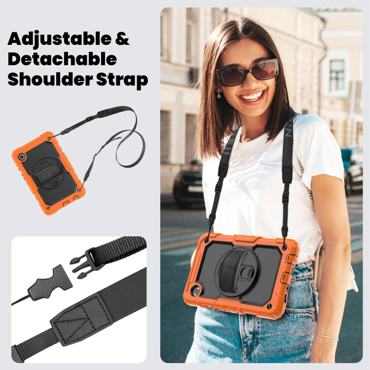 For Samsung Galaxy Tab A9 / Tab A11 Silicone + PC Tablet Case with Shoulder Strap(Orange) by bashfashion