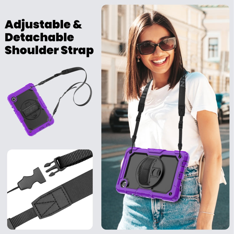For Samsung Galaxy Tab A9 / Tab A11 Silicone + PC Tablet Case with Shoulder Strap(Purple) by bashfashion