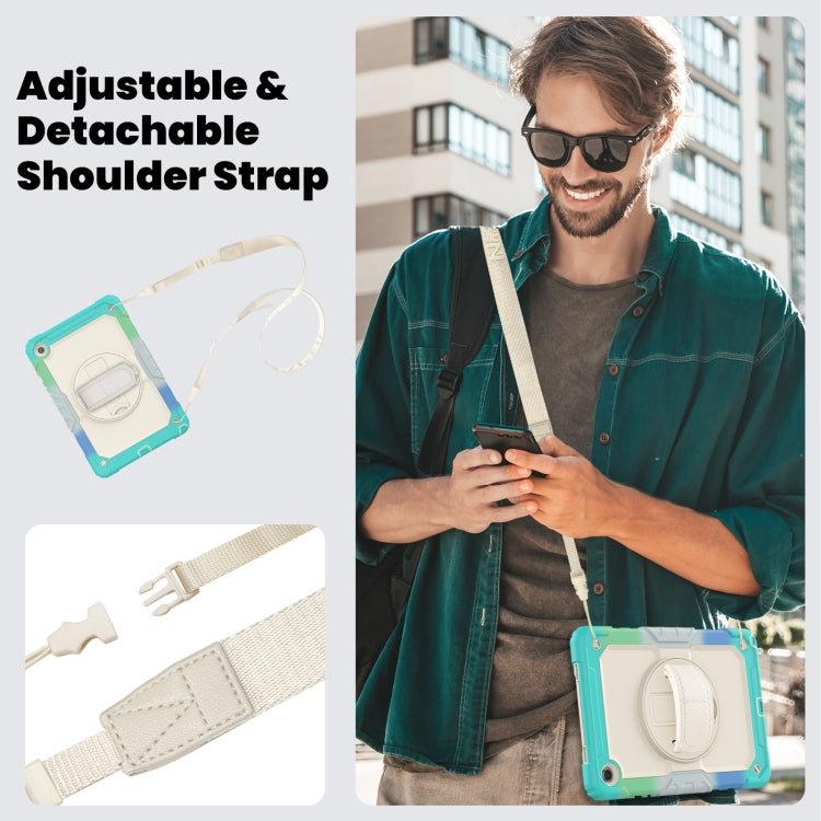 For Samsung Galaxy Tab A9 /Tab A11+ Silicone + PC Tablet Case with Shoulder Strap(Camouflage Light Blue) by bashfashion