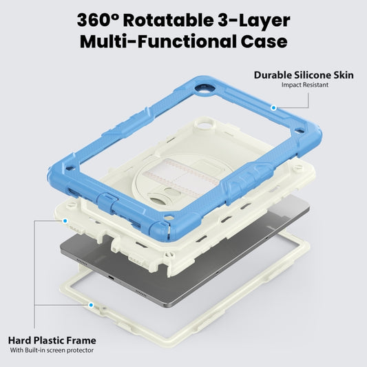 For Samsung Galaxy Tab A9 /Tab A11+ Silicone + PC Tablet Case with Shoulder Strap(Cyan Blue) by bashfashion