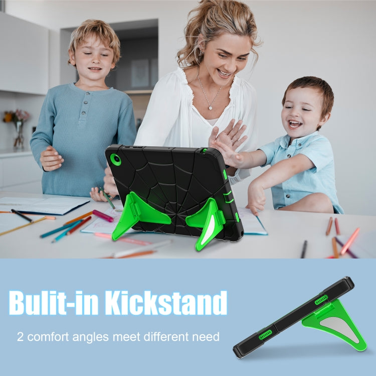 For Samsung Galaxy Tab A11+ / A9+ Spider Silicone Hybrid PC Shockproof Tablet Case(Black Green) by bashfashion