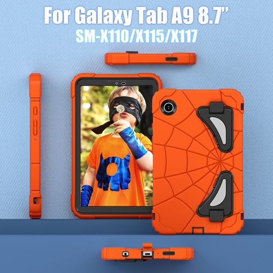 For Samsung Galaxy Tab A9 Spider Silicone Hybrid PC Shockproof Tablet Case(Orange Black) by bashfashion